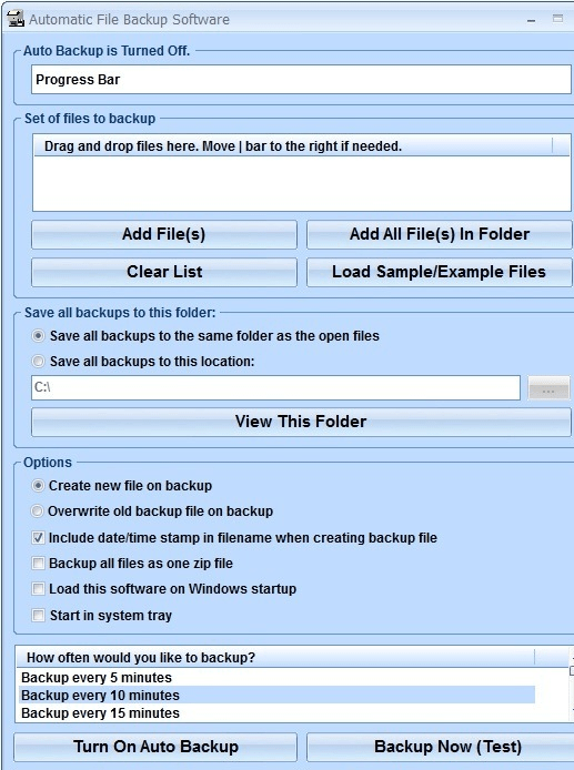 Automatic File Backup Software Screenshot 1