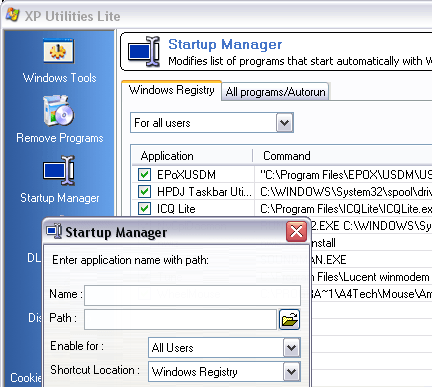 XP Utilities Lite Screenshot 1