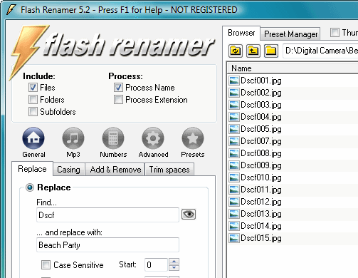 Flash Renamer Screenshot 1