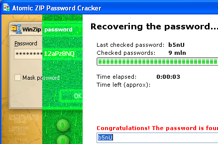 Atomic Zip Password Cracker Screenshot 1