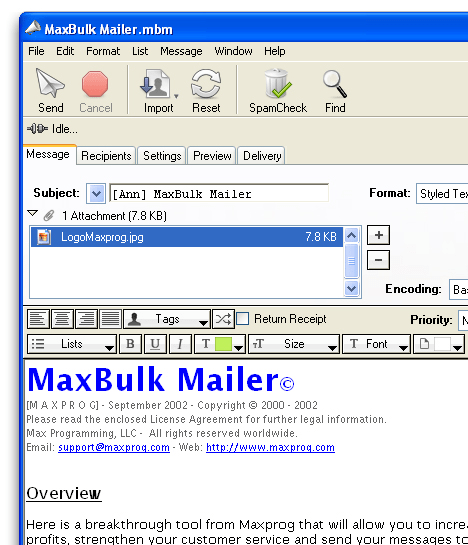 MaxBulk Mailer Screenshot 1