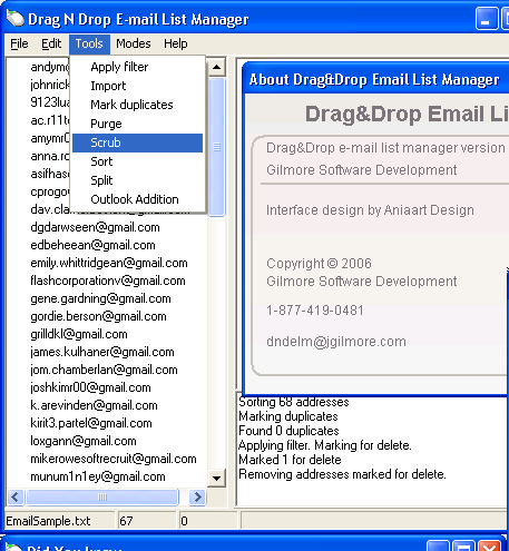 DragNDrop E-mail List Manager Screenshot 1