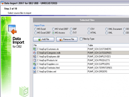 EMS Data Import 2005 for DB2 Screenshot 1