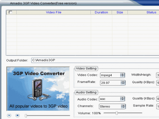 Kingdia 3GP Video Converter Screenshot 1