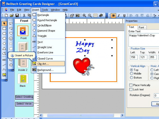 Belltech Greeting Card Designer Screenshot 1