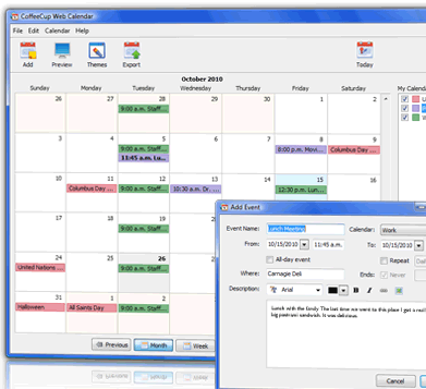 CoffeeCup Web Calendar Screenshot 1
