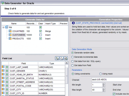 EMS Data Generator for Oracle Screenshot 1