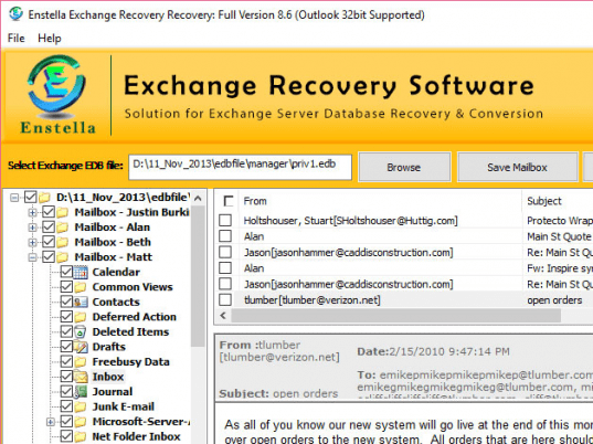 Exchange Server Data Recovery Screenshot 1