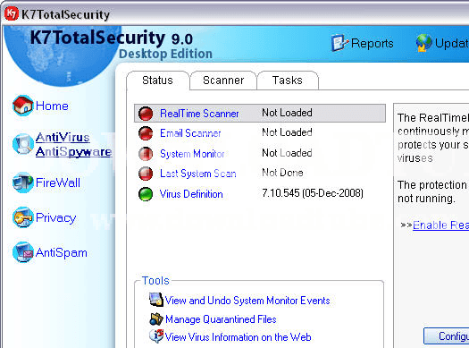 K7 TotalSecurity Screenshot 1
