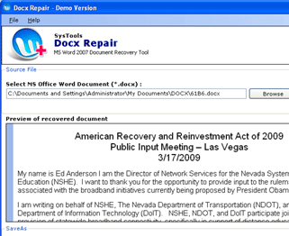 Repair Word Document 2007 Screenshot 1