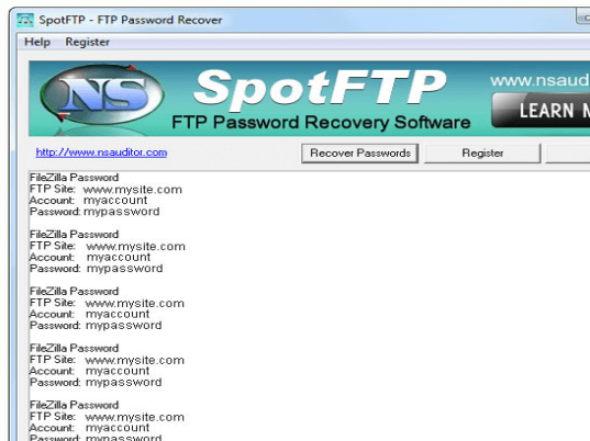 SpotFTP Password Recover Screenshot 1