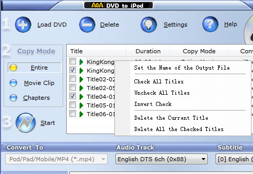 AoA DVD to iPod Screenshot 1