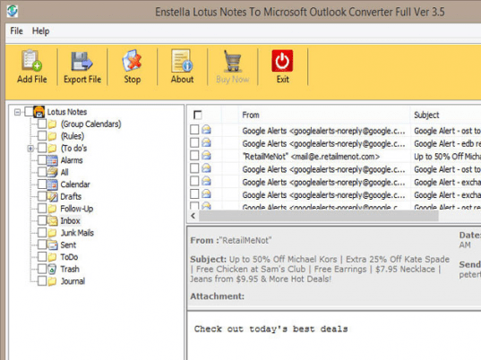 Lotus Notes to Outlook Converter Screenshot 1