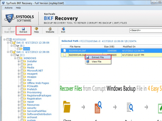 NTBackup Recovery Screenshot 1