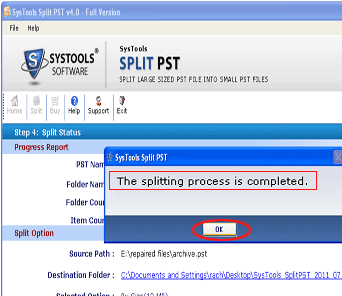 Oversized Split PST File Screenshot 1