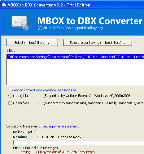MBOX to DBX Screenshot 1