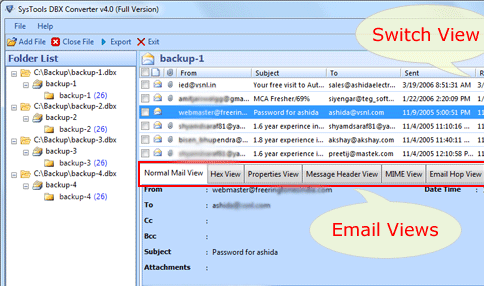 Converting DBX files to EML files Screenshot 1