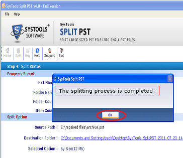 Recover and Split Outlook PST Screenshot 1