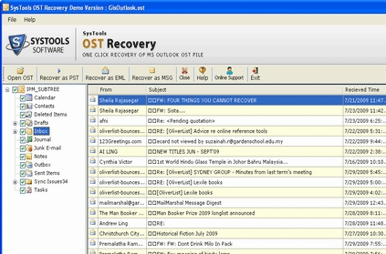 Restore Exchange OST File to PST Tool Screenshot 1