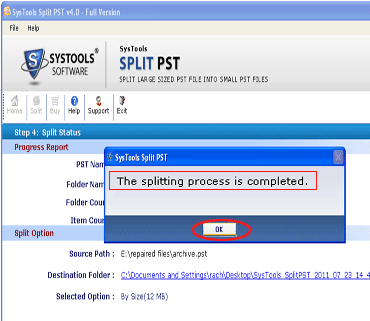Split PST Outlook 2007 Screenshot 1
