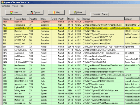 Spyware Process Detector Screenshot 1