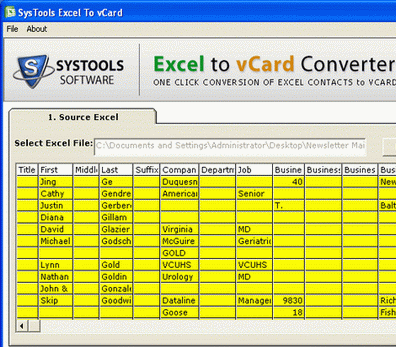 Export Excel to VCF Screenshot 1