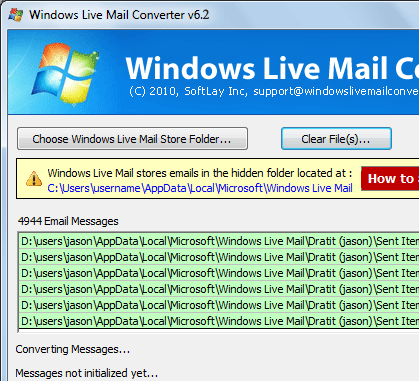Windows Live Mail to PST Converter Screenshot 1