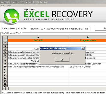 Data Recovery Software in Excel Screenshot 1