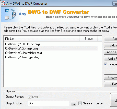 DWG to DWF Converter 201205 Screenshot 1