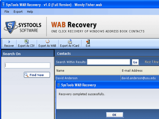 Wab Recovery Tool Screenshot 1