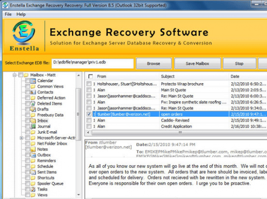 Microsoft Exchange Email Converter Screenshot 1