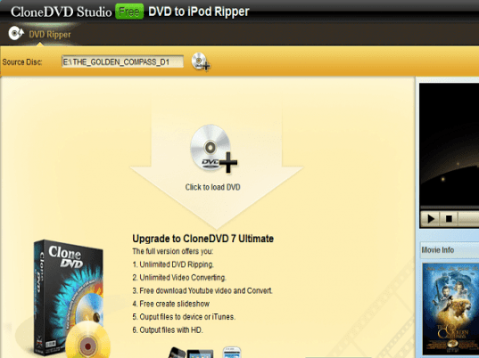 CloneDVD Studio Free DVD to iPod Ripper Screenshot 1