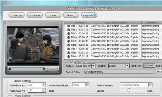 WinX Free DVD to VOB Ripper Screenshot 1