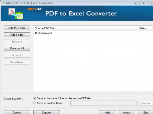 MicroPDF PDF to Excel Converter Screenshot 1