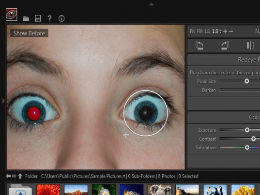 Free Red-eye Reduction Tool Screenshot 1