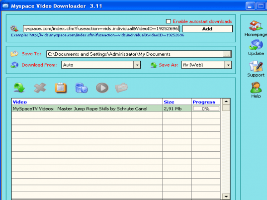 Myspace Video Downloader Screenshot 1