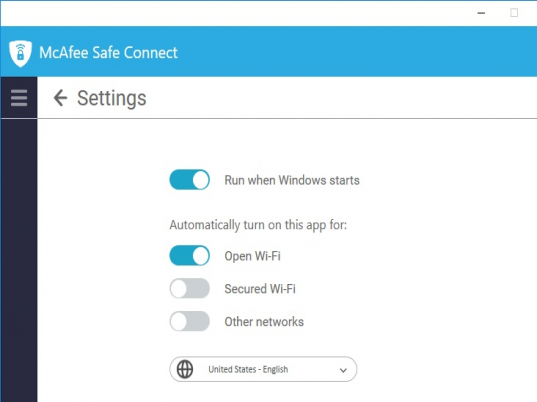 McAfee Safe Connect Screenshot 1