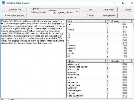 Primitive Word Counter Screenshot 1
