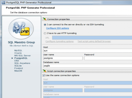 PostgreSQL PHP Generator Professional Screenshot 1