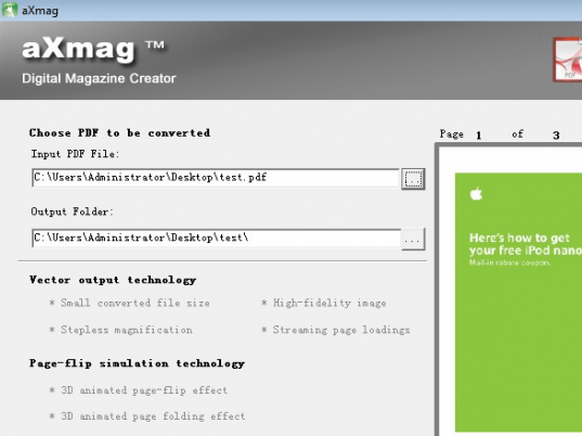 aXmag PDF to Flash Converter Screenshot 1