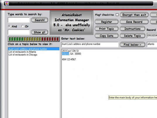 AtomicRobot Information Manager Screenshot 1