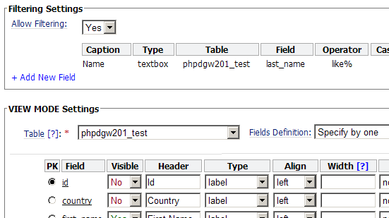 ApPHP DataGrid Wizard utility script Screenshot 1