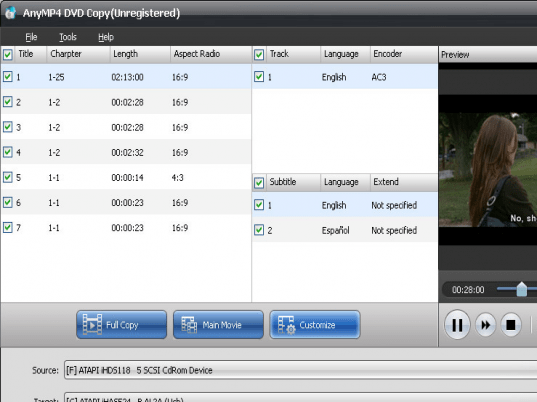 AnyMP4 DVD Copy Screenshot 1