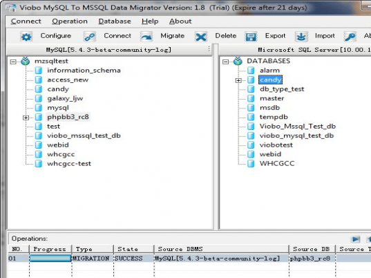 Viobo MySQL to MSSQL Data Migrator Pro. Screenshot 1