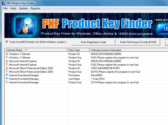 PKF Product Key Finder Screenshot 1