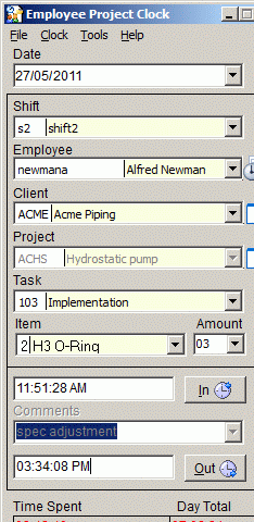 Employee Project Clock Screenshot 1