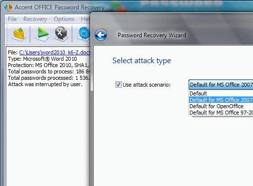 Accent Access Password Recovery Screenshot 1