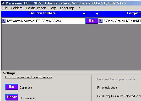 Rarissimo utility for Macintosh file compression on Windows NT/2000 Screenshot 1