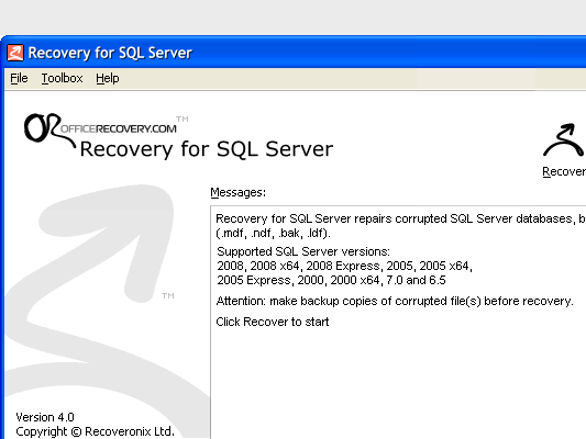 MSSQLRecovery Screenshot 1