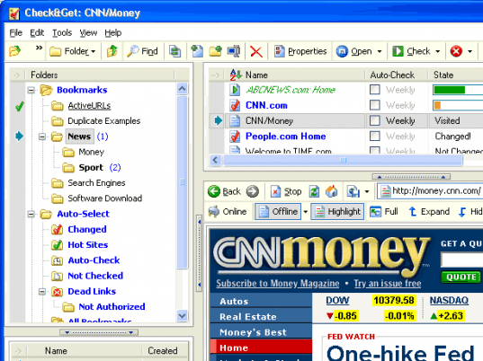 ActiveURLs Check&Get - Web-Monitor, Bookmark Manager and Offline Browser Screenshot 1